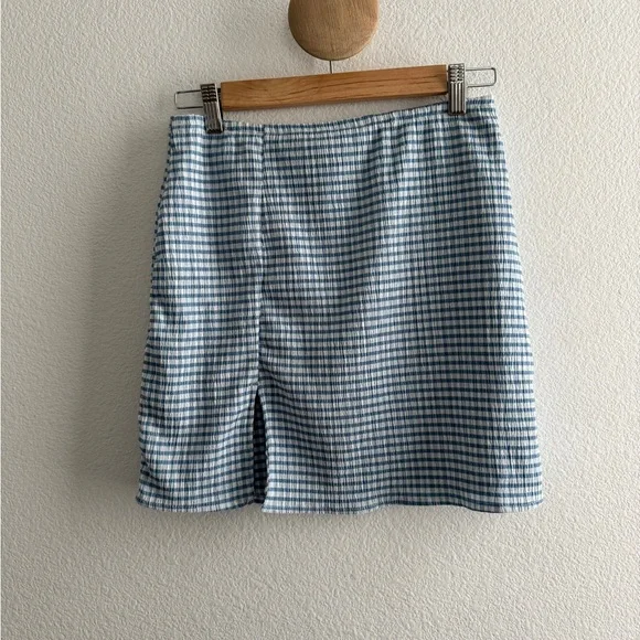 Lisa Says Gah Sisi Blue Gingham Mini Skirt - Picture 1 of 8